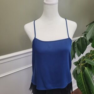 Diane Von Furstenberg Royal Blue Silk Blend Spaghetti Strap Camisole Top Size 10